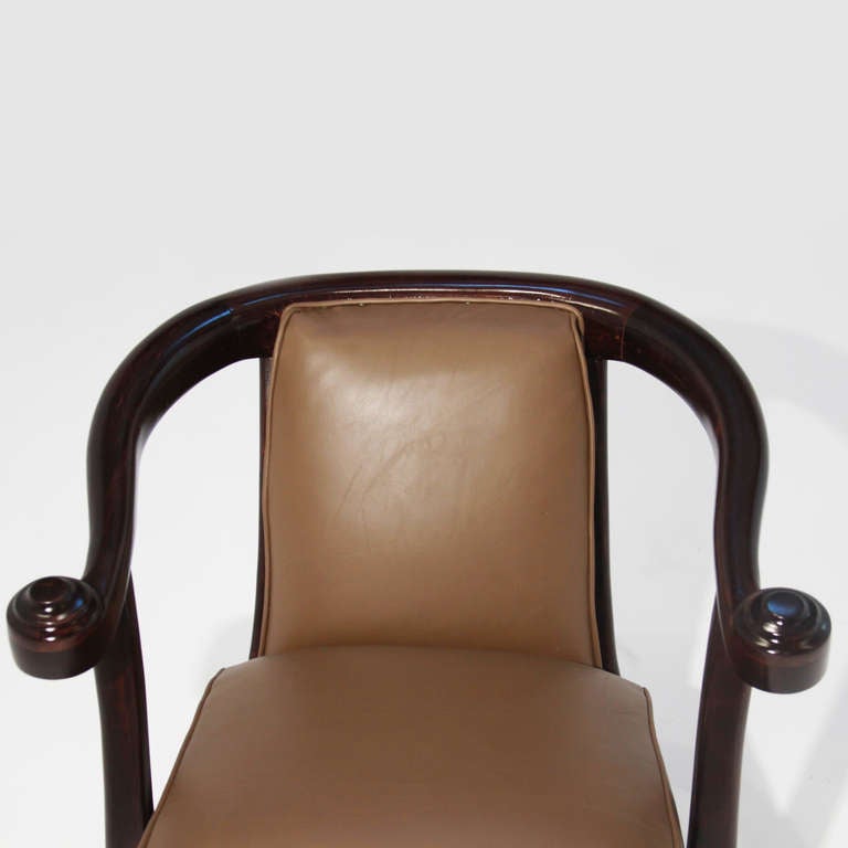 Monteverdi-Young Mahogany and Leather Sculptural Vintage Armchairs  For Sale 1