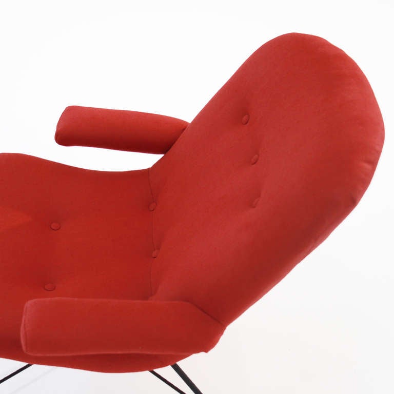 Martin Eisler Red Fabric and Iron Armchair Lounge Chair For Sale 3