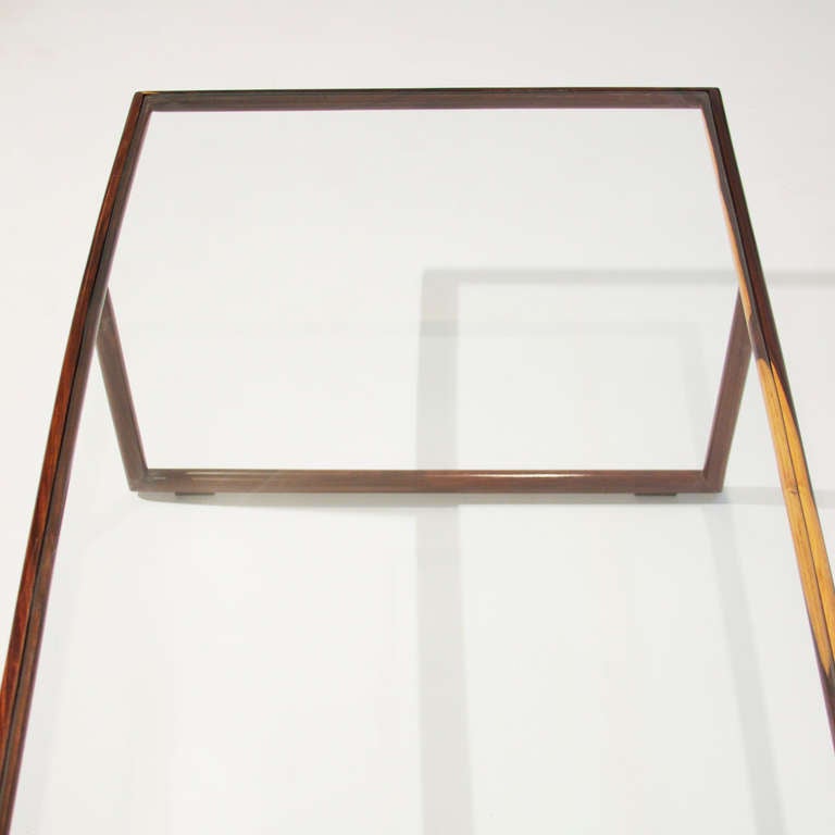 Rosewood & glass coffee table by Joaquim Tenreiro 1