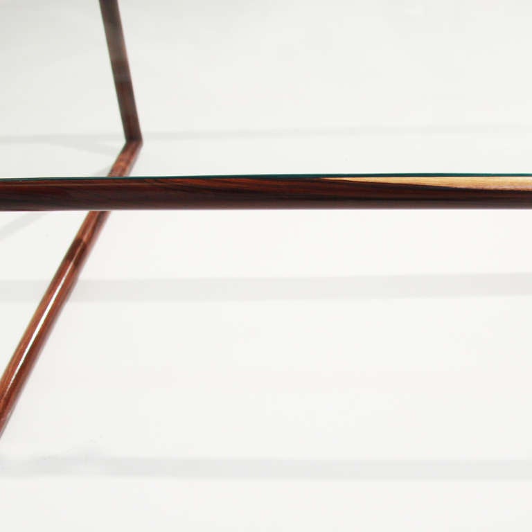 Rosewood & glass coffee table by Joaquim Tenreiro 2