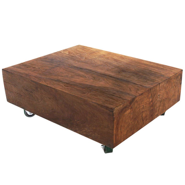 Massive Solid Teak Block Coffee Table at 1stDibs solid wood block