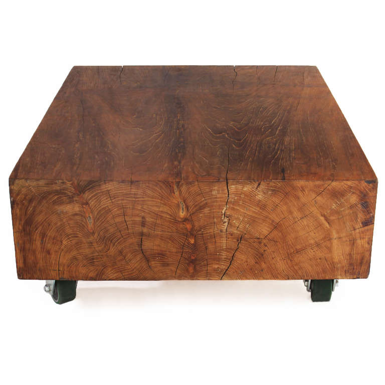 solid wood block coffee table