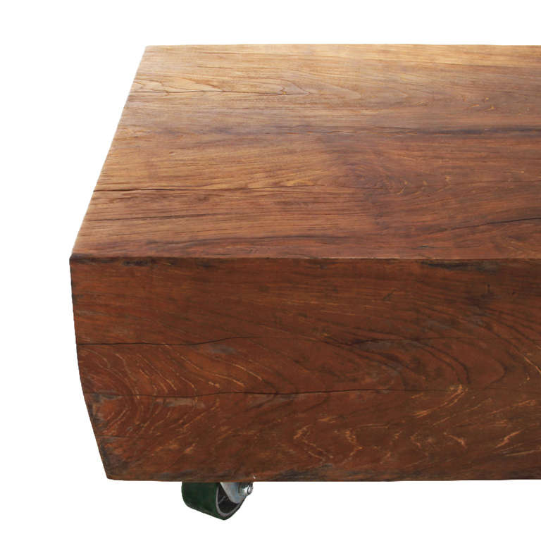 solid block wood coffee table