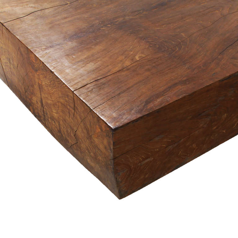Massiver Couchtisch aus massivem Teakholzblock (Bergahornholz)