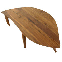 Sculptural Walnut Coffee Table with Curved Legs