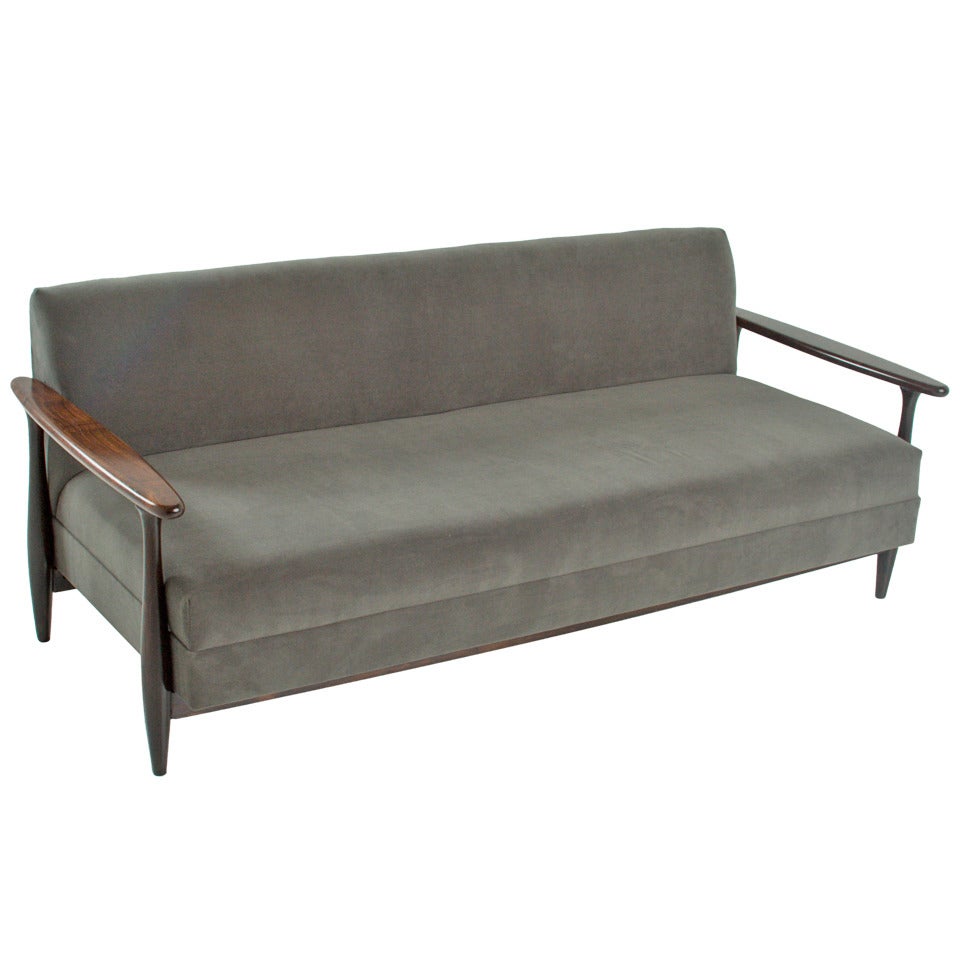 Midcentury Brazilian Exotic Hardwood Sofa by Celina Moveis For Sale