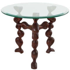 Solid Burl Walnut California Craftsman Side Table, Don Saxby Attribution