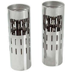 Pair of vintage chrome Ashtrays with trash receptacles