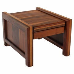 Midcentury Solid Walnut and Oak Side Table