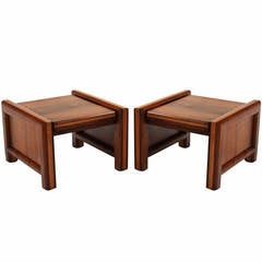 Pair of Midcentury Solid Walnut and Oak Side Tables 10