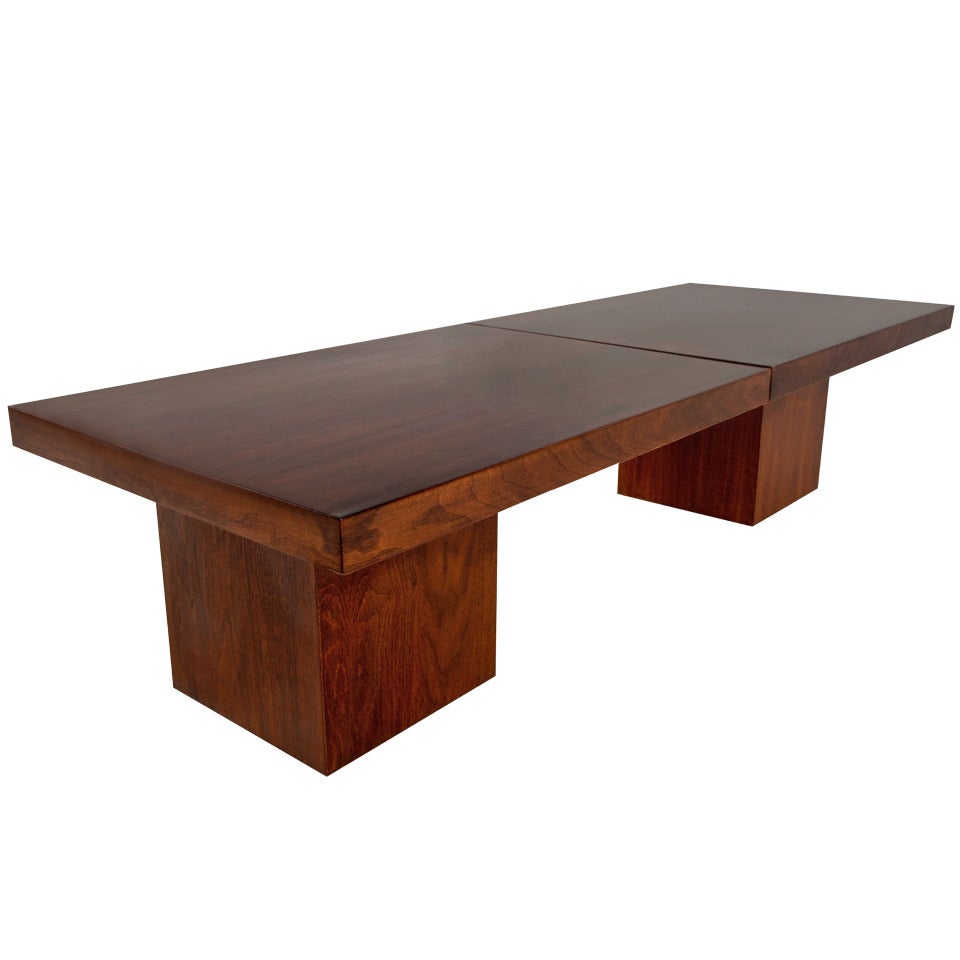 Simple Extendable Walnut Coffee Table by John Keal Design For Sale