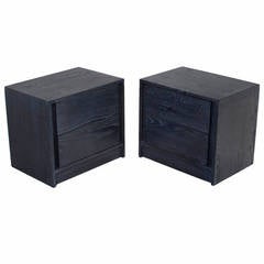 Pair of Vintage, Ebonized Oak Night Stands or Side Tables by Mengel