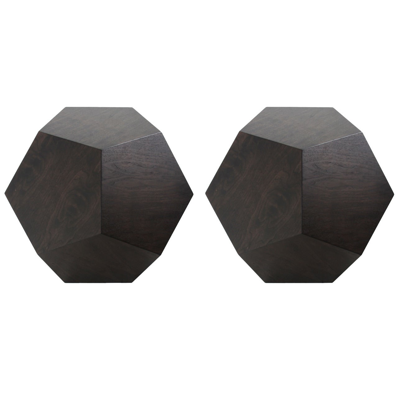 Dodecahedron Side Table in Walnut by Thomas Hayes Studio For Sale