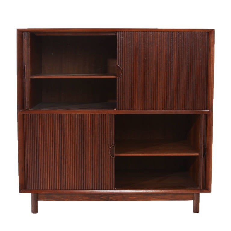 Mid-20th Century Pair of Teak Tambour Door Cabinets by Peter Hvidt for Glenn of California