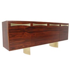 The Rebecca Credenza with Plated Brass Base by Thomas Hayes Studio