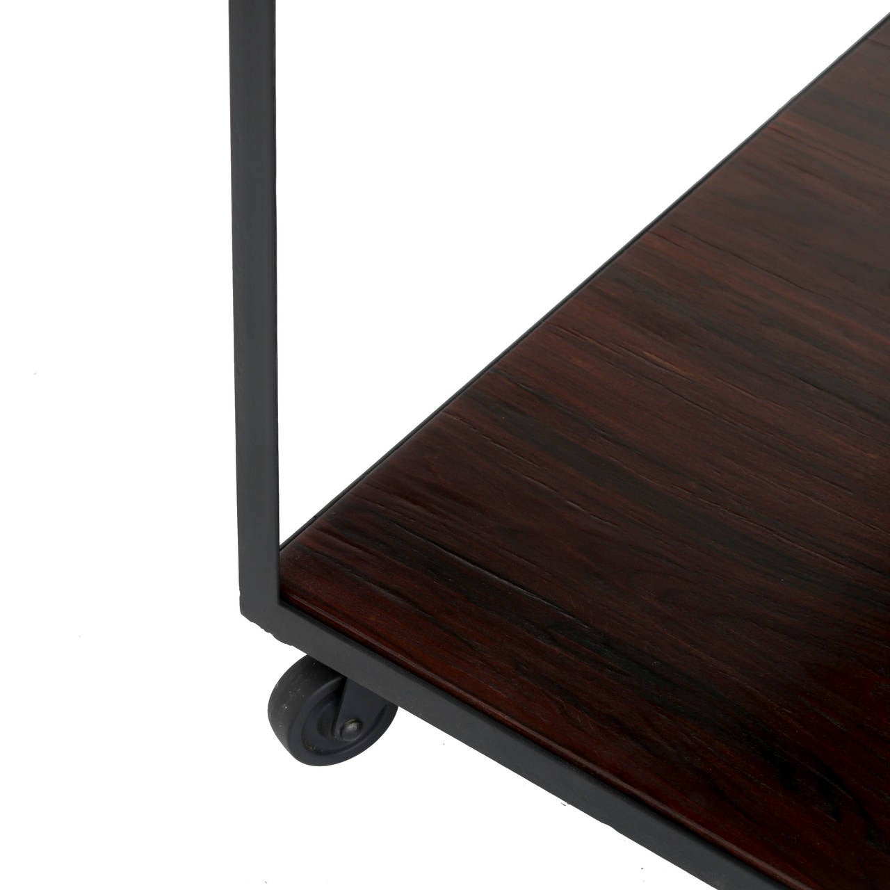 Mid-20th Century Square Rosewood Side Table on Casters For Sale