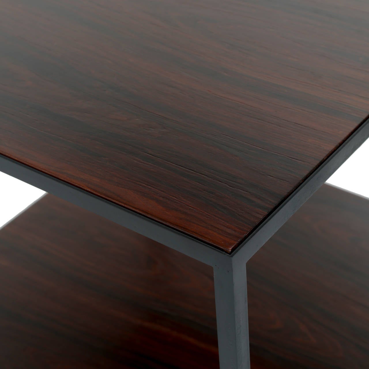 Square Rosewood Side Table on Casters For Sale 1