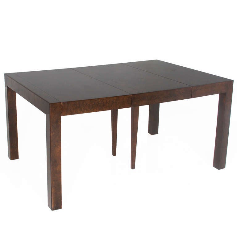 Mid-20th Century Milo Baughman for Parsons Burled Walnut Extendable Dining Table For Sale
