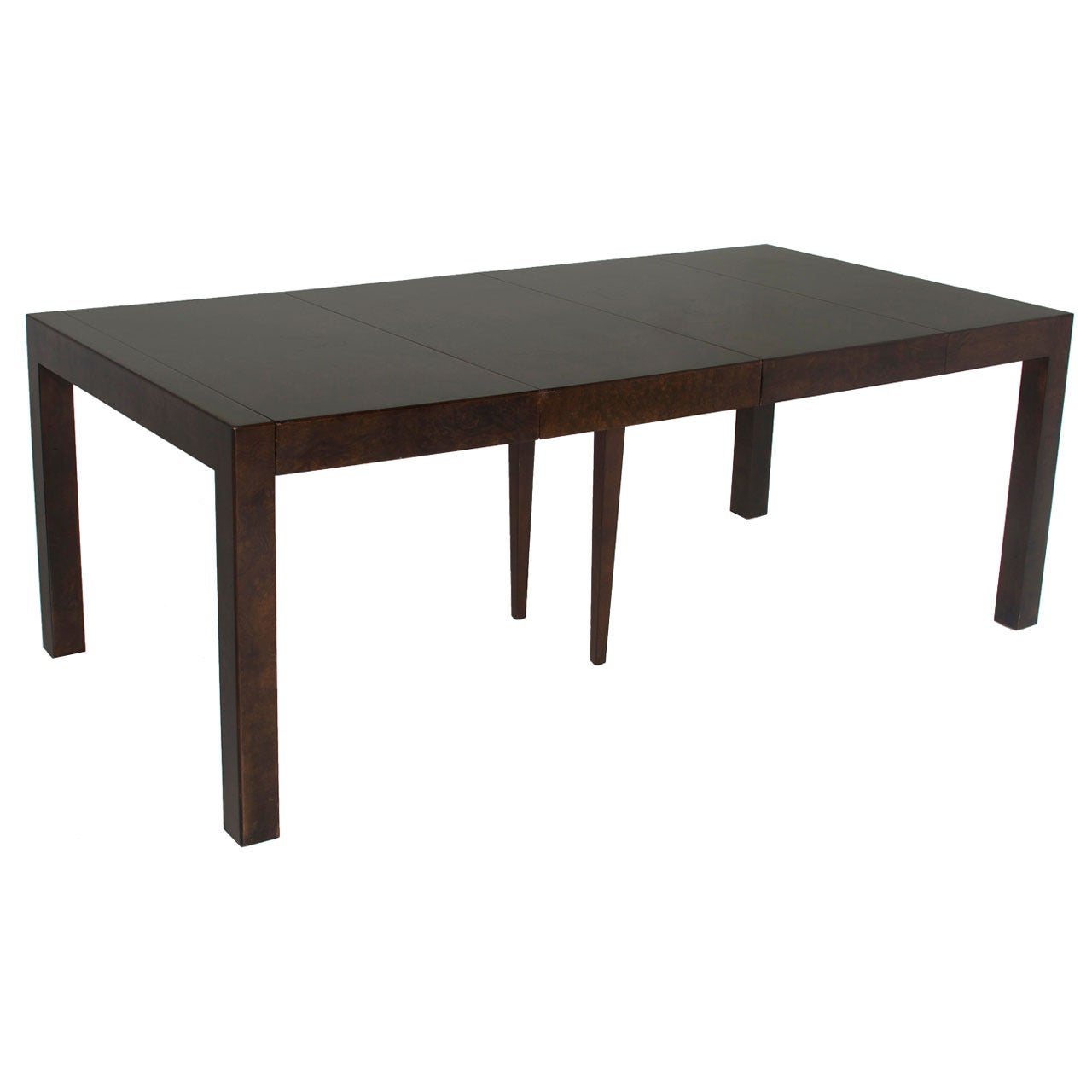 Milo Baughman for Parsons Burled Walnut Extendable Dining Table For Sale
