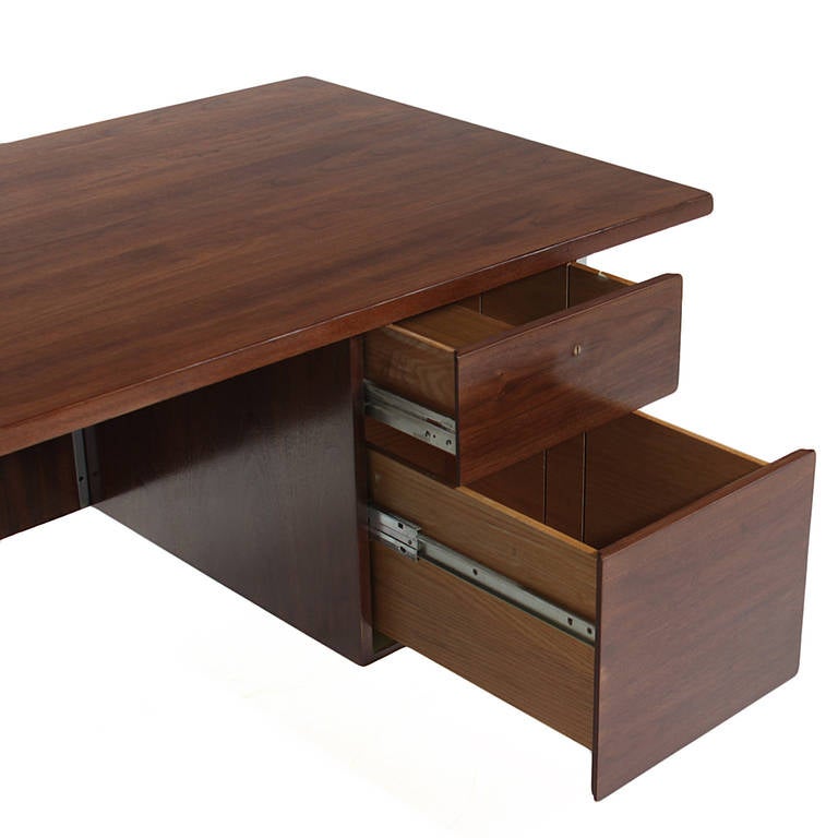 Florence Knoll Walnut and Chrome Leg Desk 2