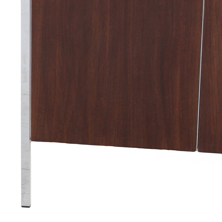 Florence Knoll Walnut and Chrome Leg Desk 3