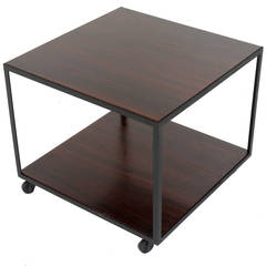 Square Rosewood Side Table on Casters