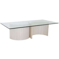 Bleached oak Circle Glass Dining Table by Thomas Hayes Studio