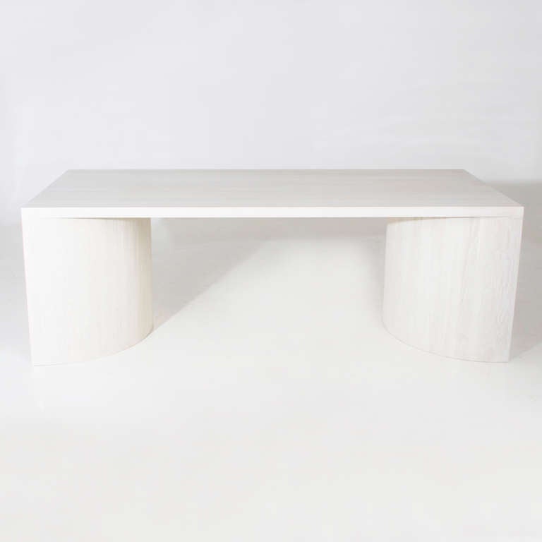American Half Circle Dining Table in Bleached Oak by Thomas Hayes Studio