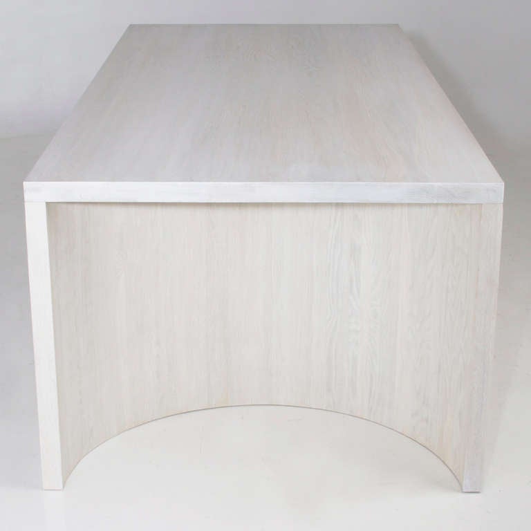 Half Circle Dining Table in Bleached Oak by Thomas Hayes Studio In Excellent Condition In Hollywood, CA