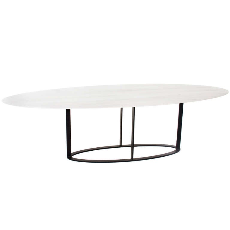 The Ellipse Dining Table in Bleached Walnut by Thomas Hayes Studio at