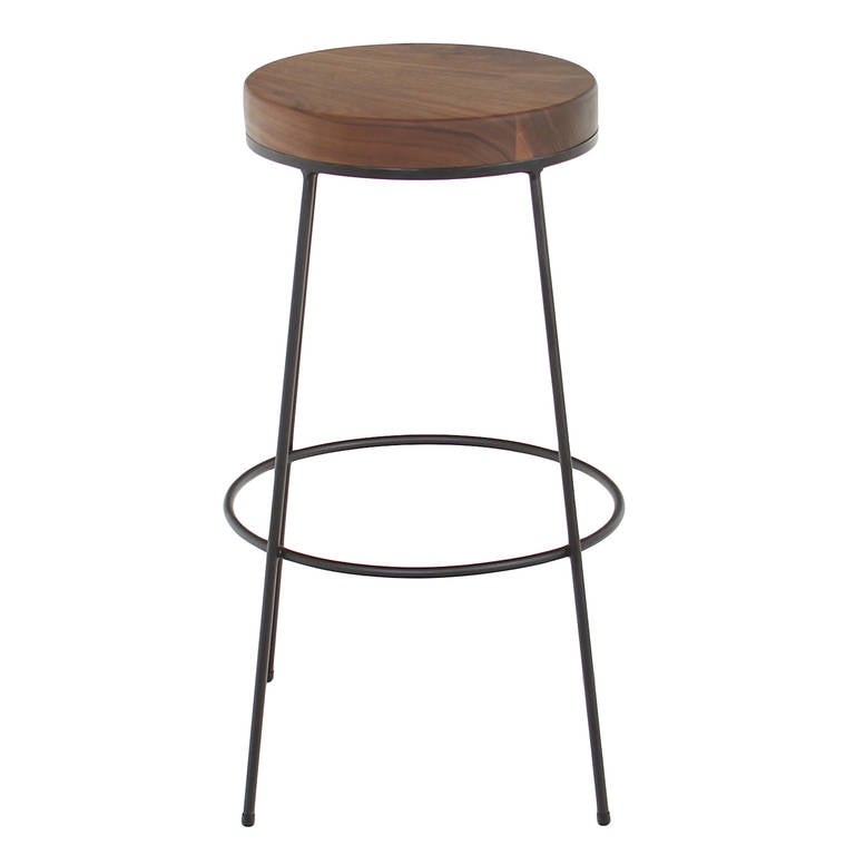 The Galli Swiveling Walnut Bar Stools In Excellent Condition In Hollywood, CA