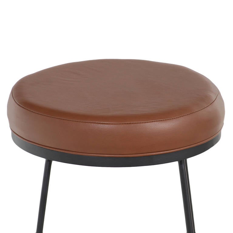 The Galli Leather Swiveling Bar Stools with Steel Frames 1