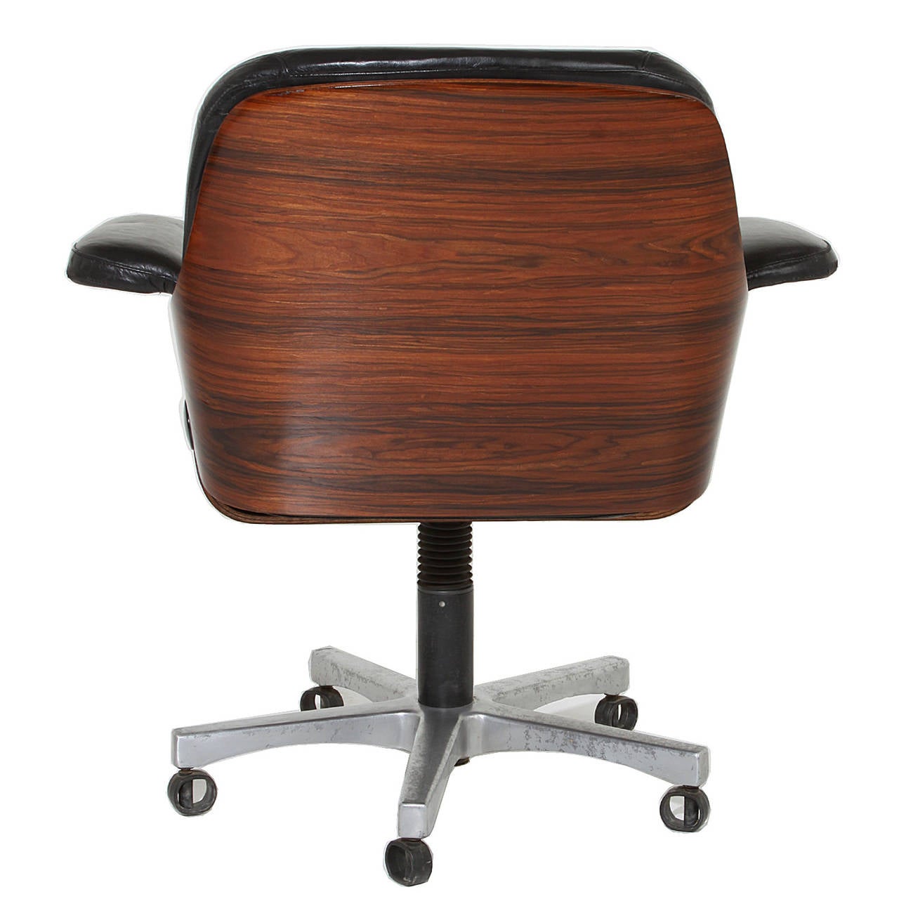 Vintage Office Chair in Rosewood and Black Leather at 1stDibs vintage