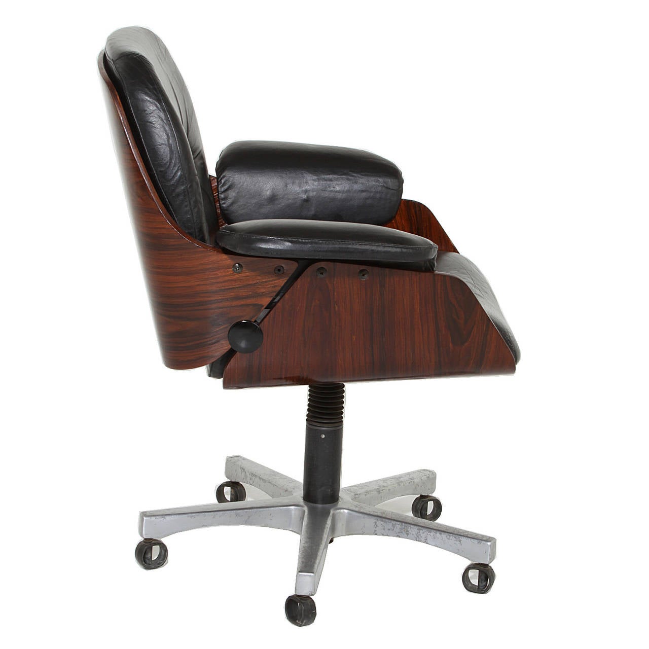 Vintage Office Chair in Rosewood and Black Leather at 1stDibs vintage
