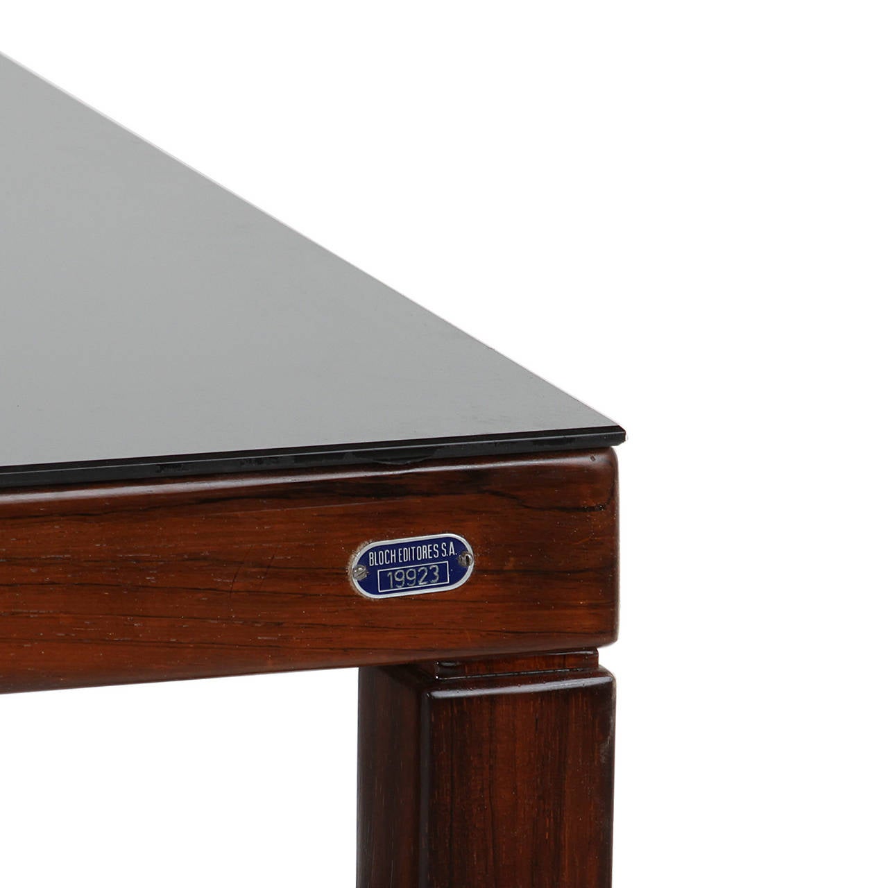 Sergio Rodrigues Rosewood and Brass Executive Desk with Black Glass Top 2