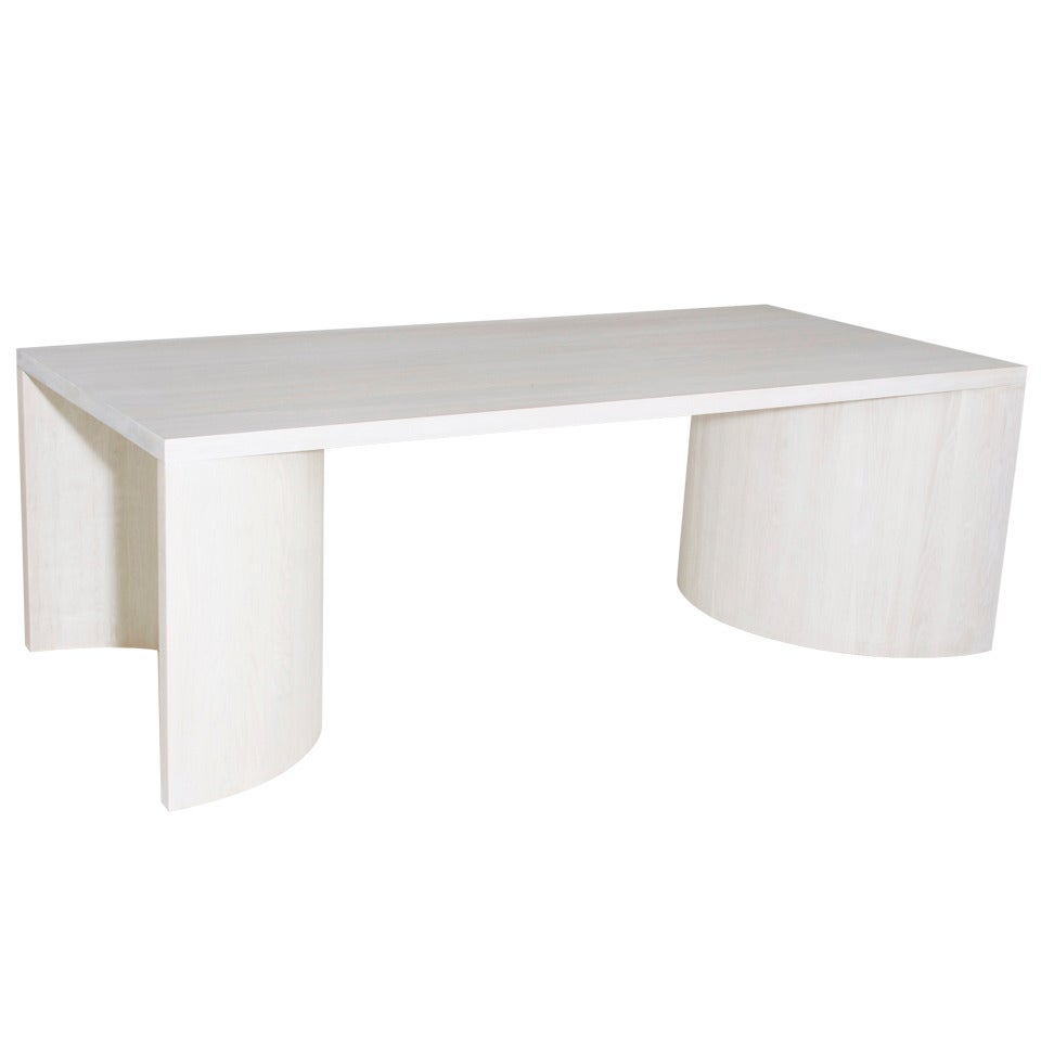 Half Circle Dining Table in Bleached Oak by Thomas Hayes Studio