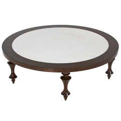 Round Mahogany & marble coffee table by Monteverdi-Young