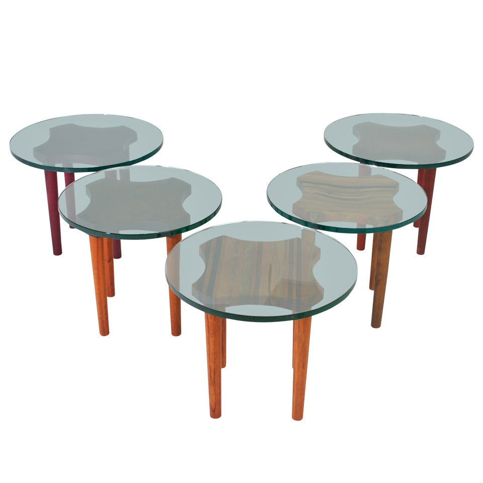 Organic Modern Rodrigo Calixto Exotic Brazilian Hardwood "Lotus" Side Tables  For Sale