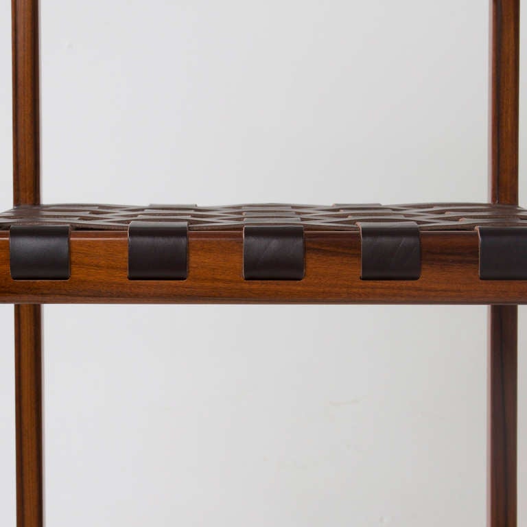Contemporary The Basic Leather Strap Bar Stool in Rosewood by Thomas Hayes Studio