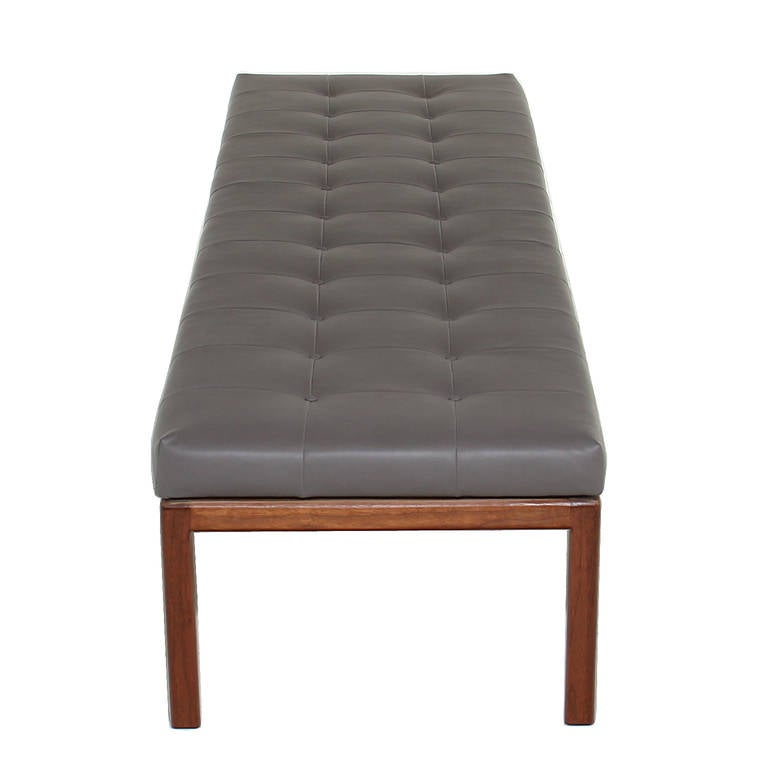 American Pair of Large Tufted Grey Walnut Benches By Metropolitan