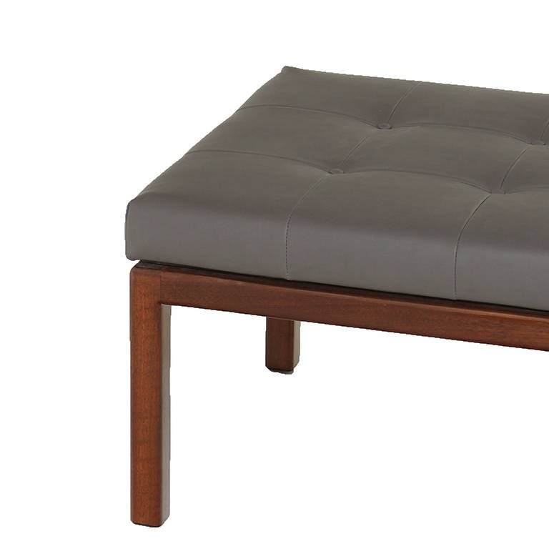 Pair of Large Tufted Grey Walnut Benches By Metropolitan In Good Condition In Hollywood, CA