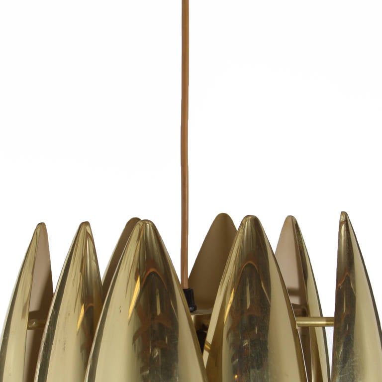 Mid-20th Century Brass Chandelier Light For Sale