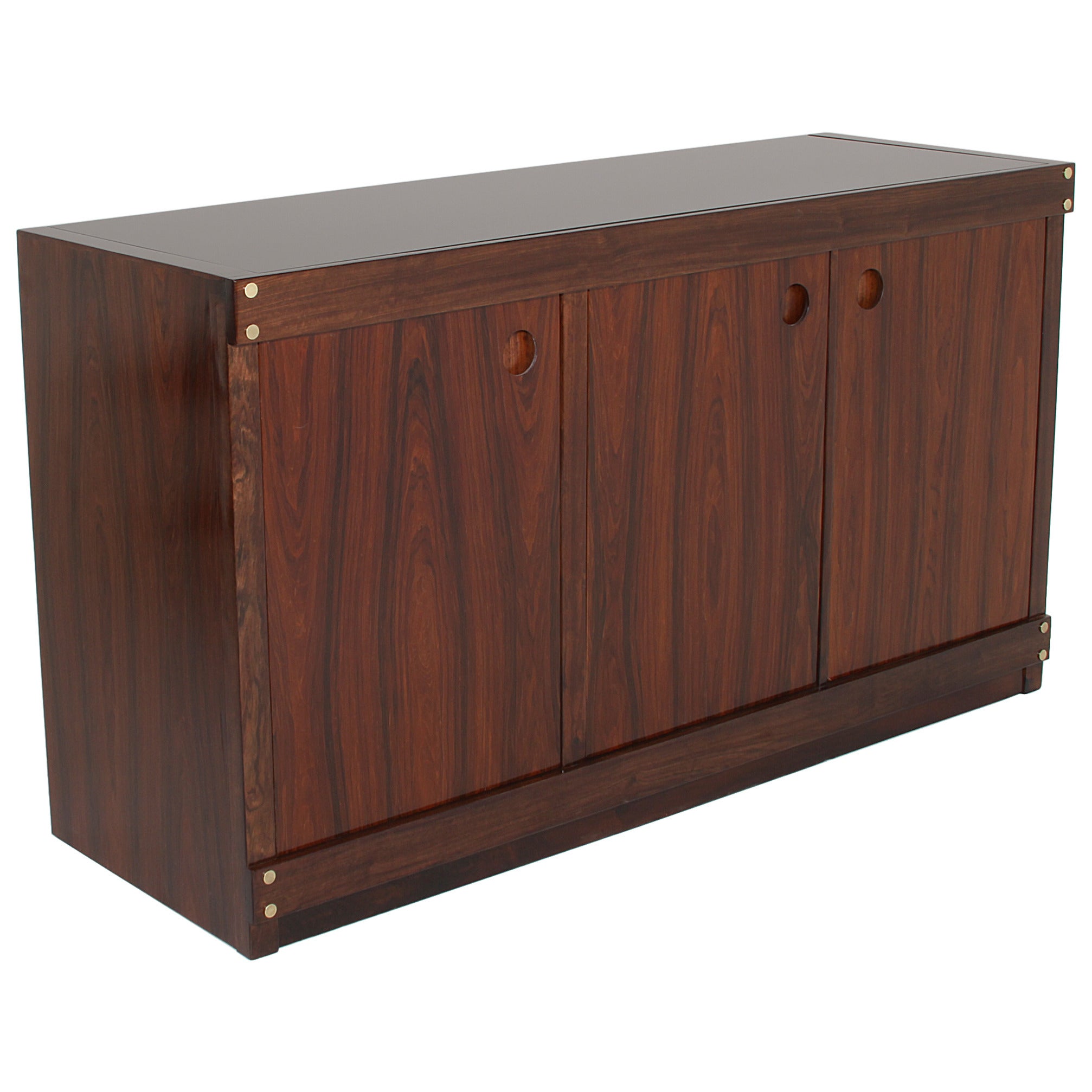 Rosewood and Glass-Top Credenza by Sergio Rodrigues