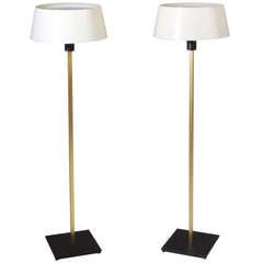 Pair Of Vintage Brass Floor Lamps by Lightolier