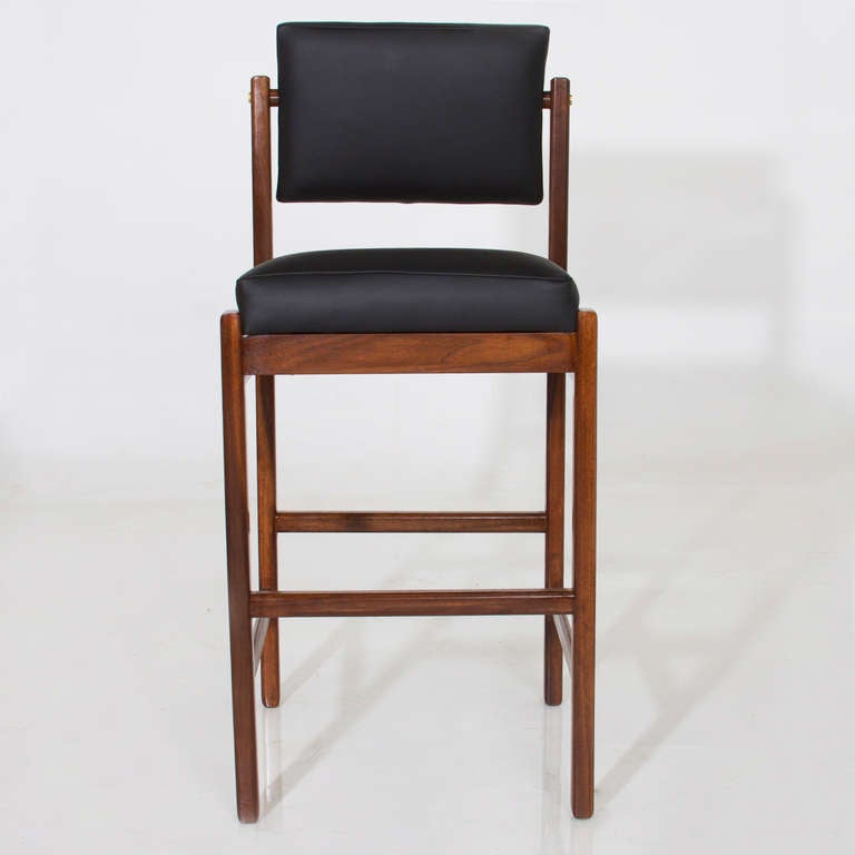 American The Basic Pivot Back Bar Stool In Black Leather by Thomas Hayes Studio