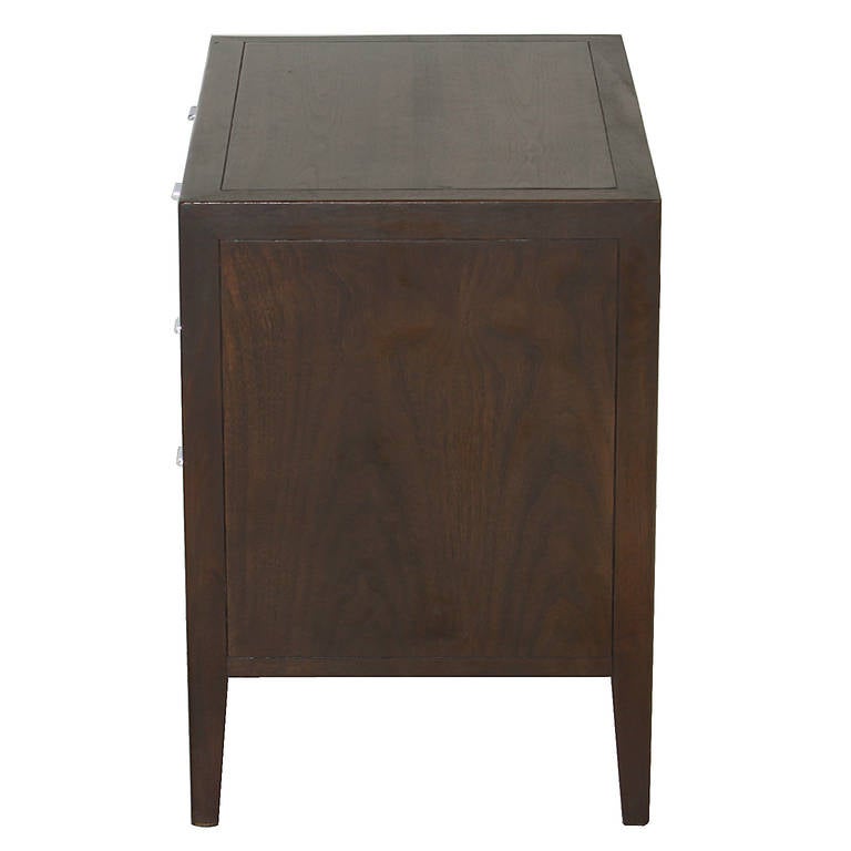 Danish Set of His and Hers Walnut Nightstands by Drexel with Chrome Detailing