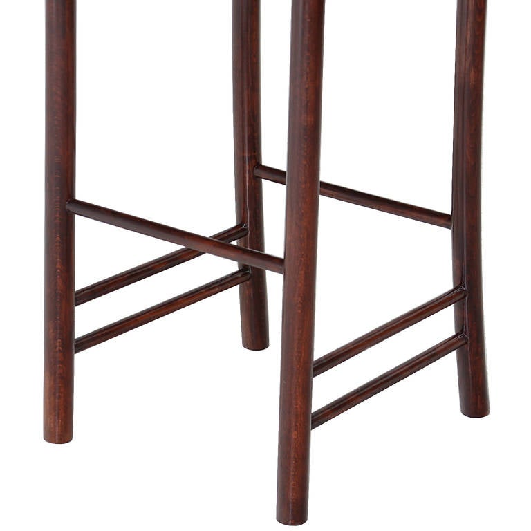 Set of Four Bent Wood Danish Bar Stools with Original Black Leather For Sale 3