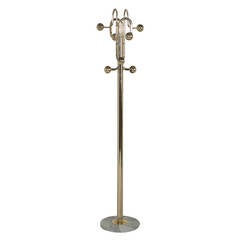 Italian brass hall tree with Cararra marble base