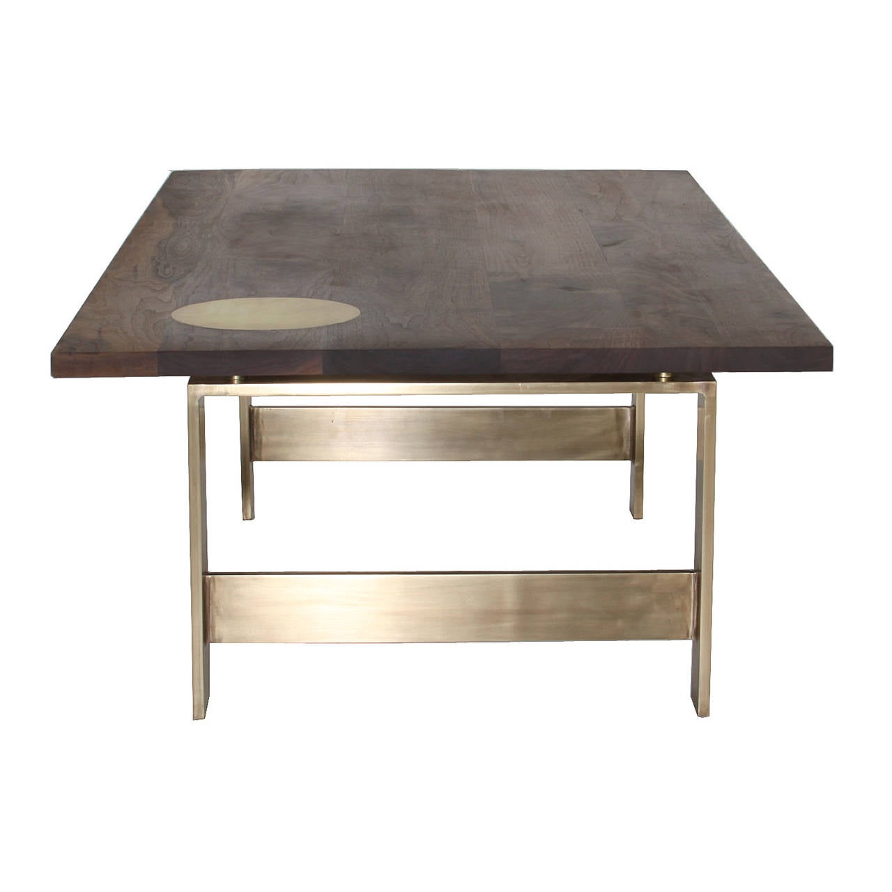 American Dolenc Coffee Table in Walnut with Brass Inlay by Thomas Hayes Studio