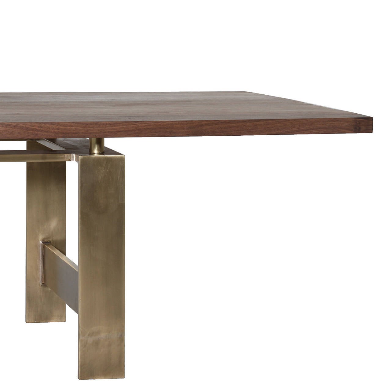 Contemporary Dolenc Coffee Table in Walnut with Brass Inlay by Thomas Hayes Studio